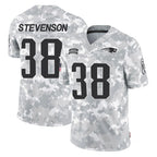 NE.Patriots #38 Rhamondre Stevenson Player Arctic Camo Salute To Service Limited Game Gdoa Stitched Jerseys