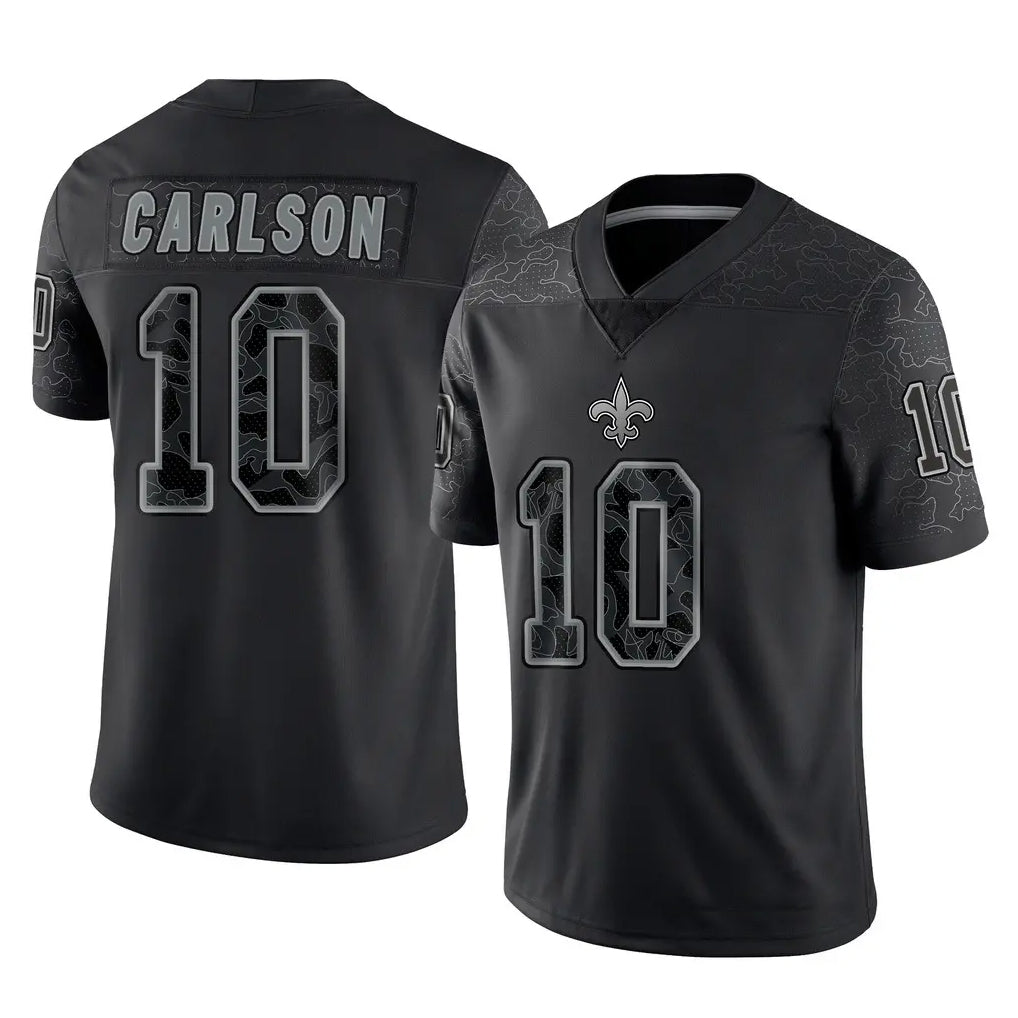 NO.Saints #10 Daniel Carlson Player Black Limited Reflective Home Game Gdoa Stitched Jerseys