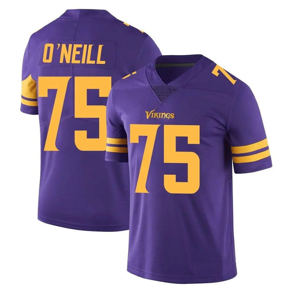 M.Vikings #75 Brian O'Neill Player Purple Limited Color Rush Home Game Gdoa Stitched Jerseys