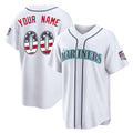 Custom S.Mariners White USA 250 Fourth Of July Limited Home Game Any Name & Number Gdoa Stitched Jerseys