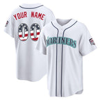 Custom S.Mariners White USA 250 Fourth Of July Limited Home Game Any Name & Number Gdoa Stitched Jerseys