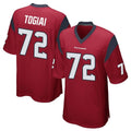 H.Texans #72 Tommy Togiai Player Red Home Game Gdoa Stitched Jerseys
