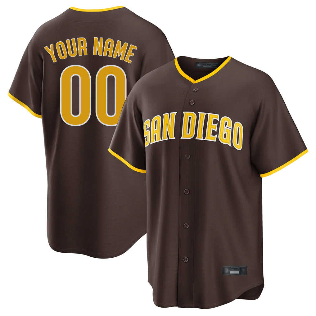 Custom S.Diego Padres Brown Home Game Any Name & Number Gdoa Stitched Jerseys
