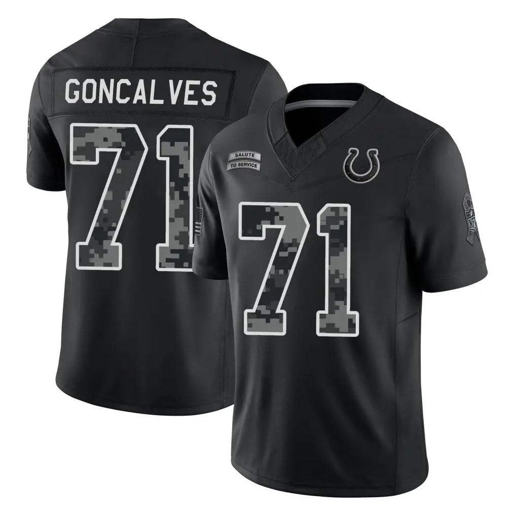 IN.Colts #71 Matt Goncalves Player Black Limited 2026 Salute to Service Home Game Gdoa Stitched Jerseys