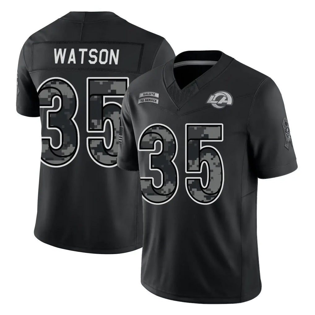LA.Rams #35 Jaylen Watson Player Black Limited 2026 Salute to Service Home Game Gdoa Stitched Jerseys