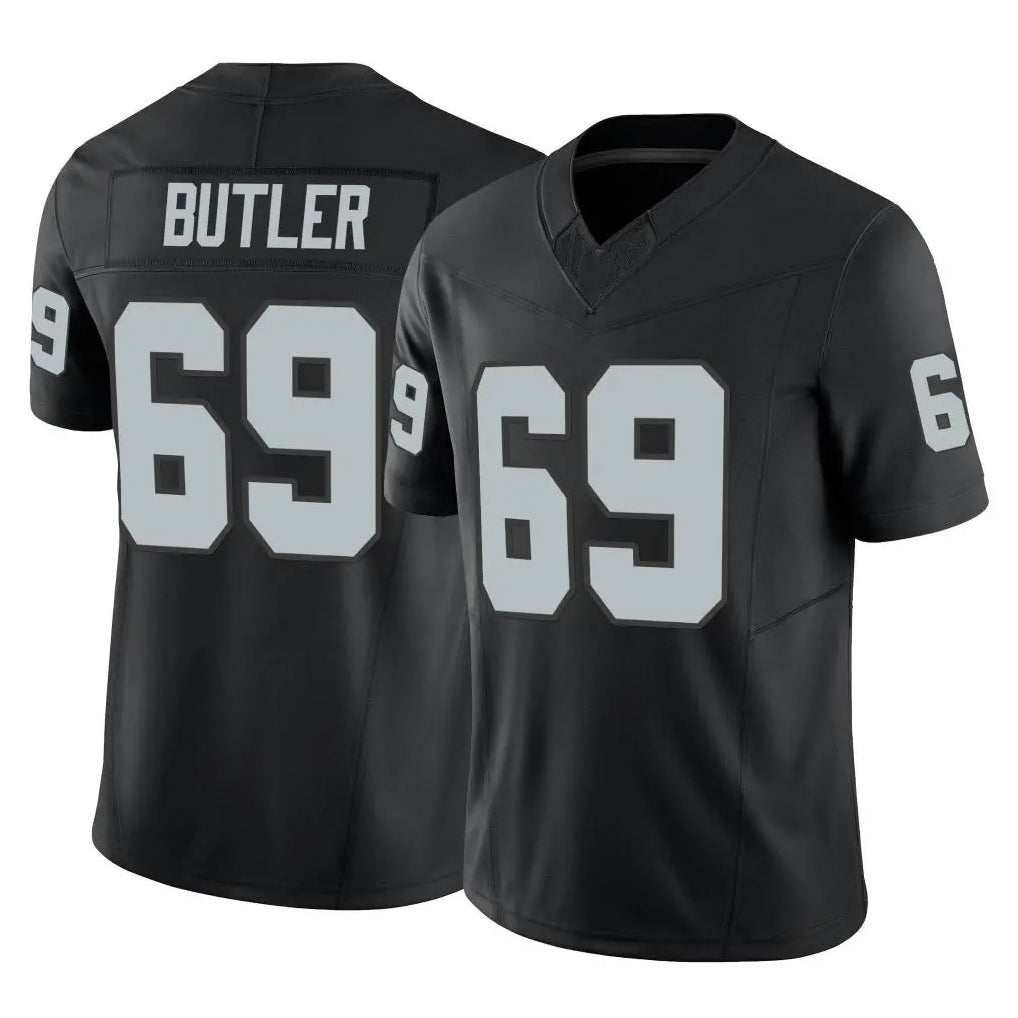 LV.Raiders #69 Adam Butler Player Black Limited Vapor F.U.S.E. Home Game Gdoa Stitched Jerseys