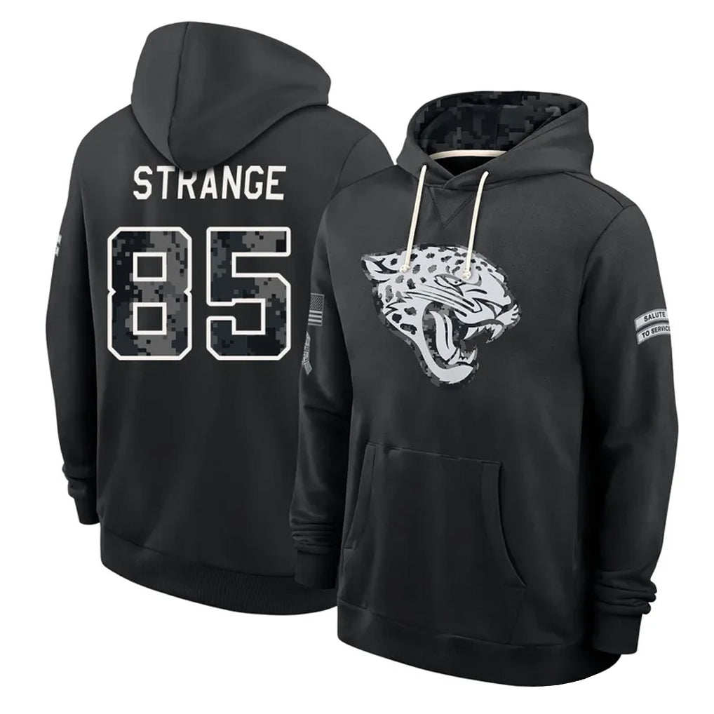 J.Jaguars #85 Brenton Strange Player 2026 Black Logo Pullover Hoodies Limited Game Gdoa Stitched Jerseys