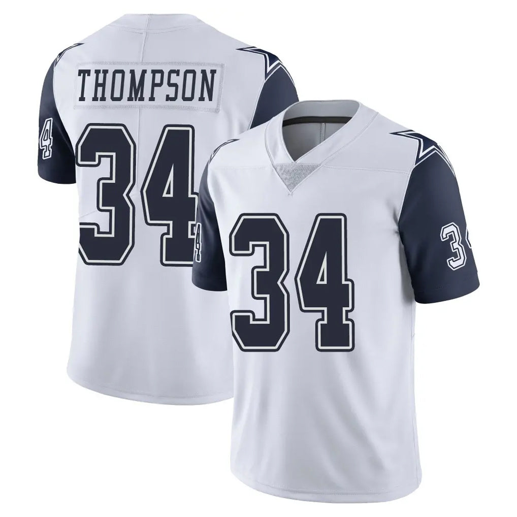 D.Cowboys #34 Jalen Thompson Player White-Navy Limited Color Rush Vapor Untouchable Home Game Gdoa Stitched Jerseys