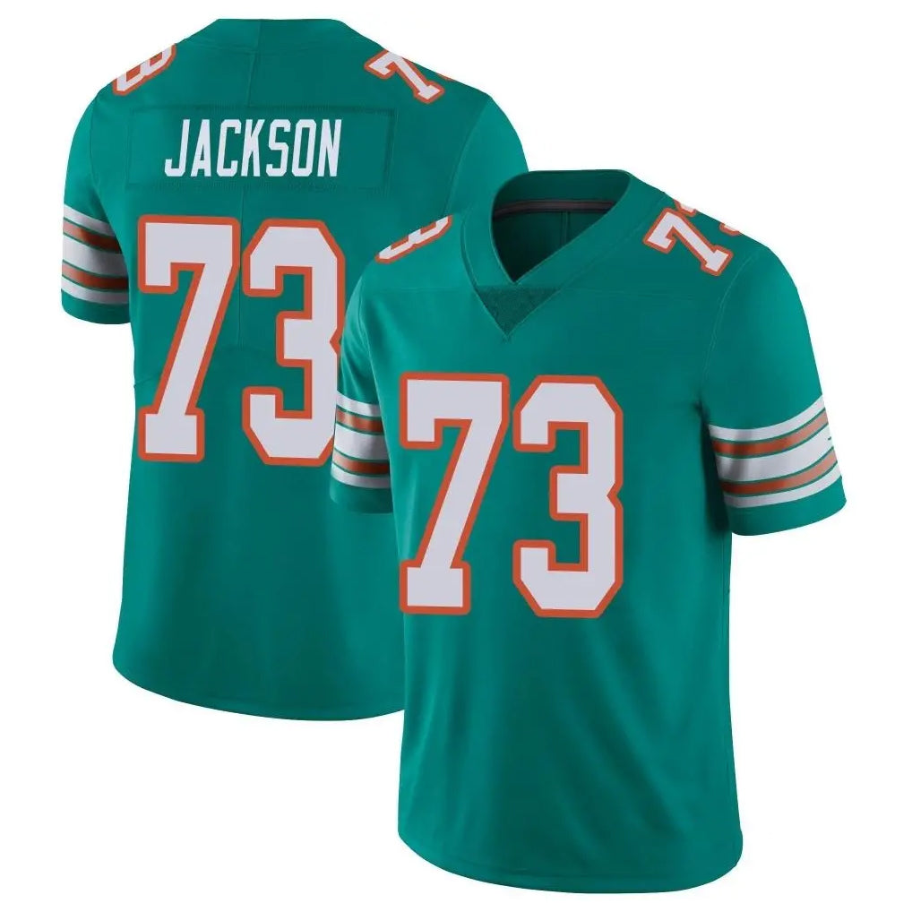 M.Dolphins #73 Austin Jackson Player Aqua Limited Alternate Vapor Untouchable Home Game Gdoa Stitched Jerseys