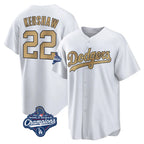 LA.Dodgers #22 Clayton Kershaw Player Gold World Series Meet Collection Game Home Fdoa Stitched Jerseys