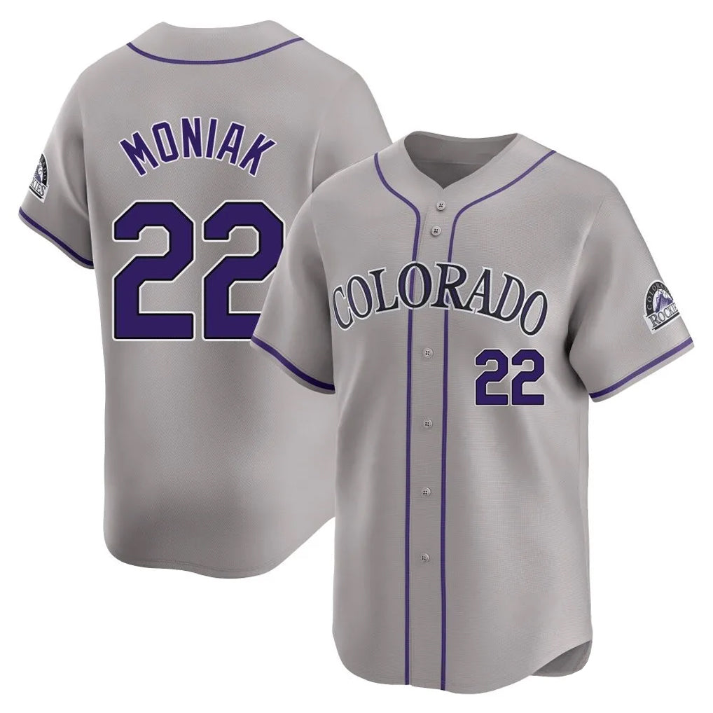 C.Rockies #22 Mickey Moniak Player Gray Limited Home Gdoa Stitched Jerseys