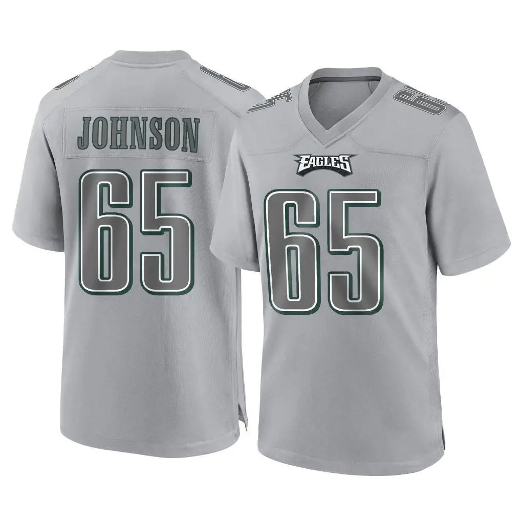 P.Eagles #65 Lane Johnson Player Gray Atmosphere Fashion Home Game Gdoa Stitched Jerseys