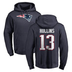 NE.Patriots #13 Mack Hollins Player Navy LOGO Pullover Hoodies Home Game Gdoa Stitched Jerseys