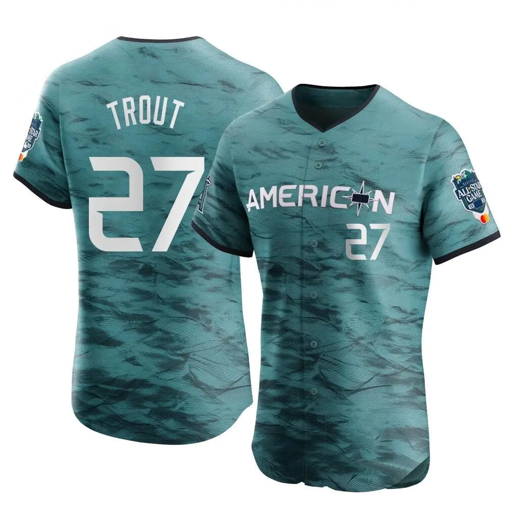 LA.Angels #27 Mike Trout Player Teal Elite American League Game Vapor Premier All-Star Fdoa Stitched Jerseys