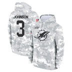 M.Dolphins #3 Chris Johnson Player Arctic Camo Salute to Service Hoodies Limited Game Gdoa Stitched Jerseys