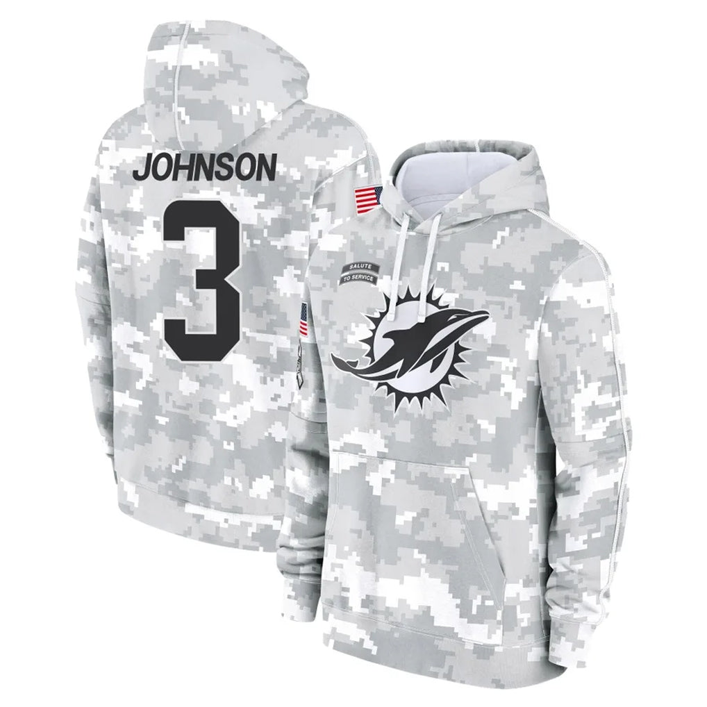 M.Dolphins #3 Chris Johnson Player Arctic Camo Salute to Service Hoodies Limited Game Gdoa Stitched Jerseys
