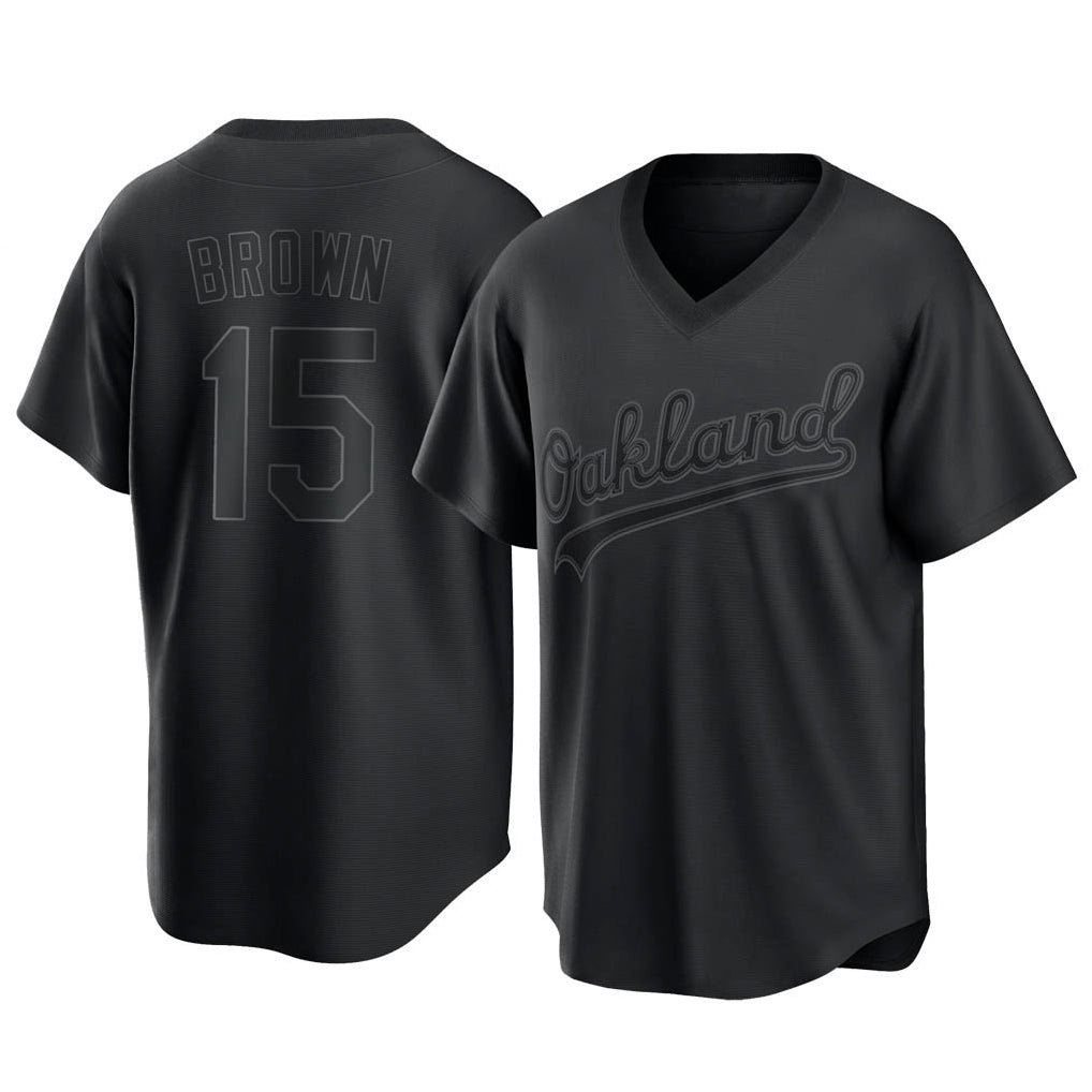 Athletics #15 Seth Brown Player Black Pitch Fashion T-shirt Home Game Gdoa Stitched Jerseys