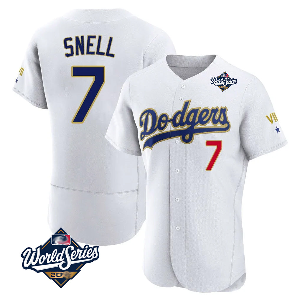 LA.Dodgers #7 Blake Snell Player Gold White 2026 Collection Stadium Limited Elite World Series Fdoa Stitched Jerseys