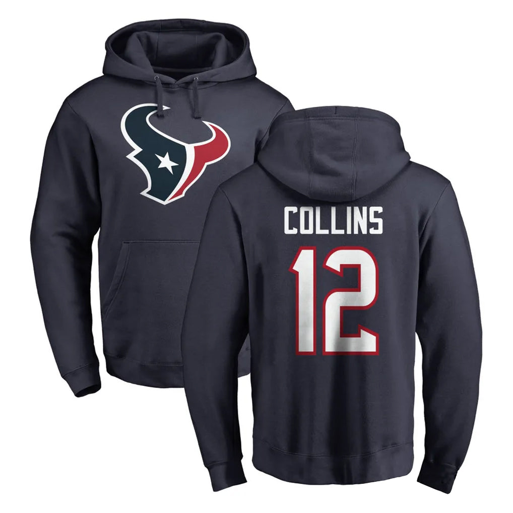 H.Texans #12 Nico Collins Player Navy Pro Line Pullover Hoodie Limited Game Gdoa Stitched Jerseys