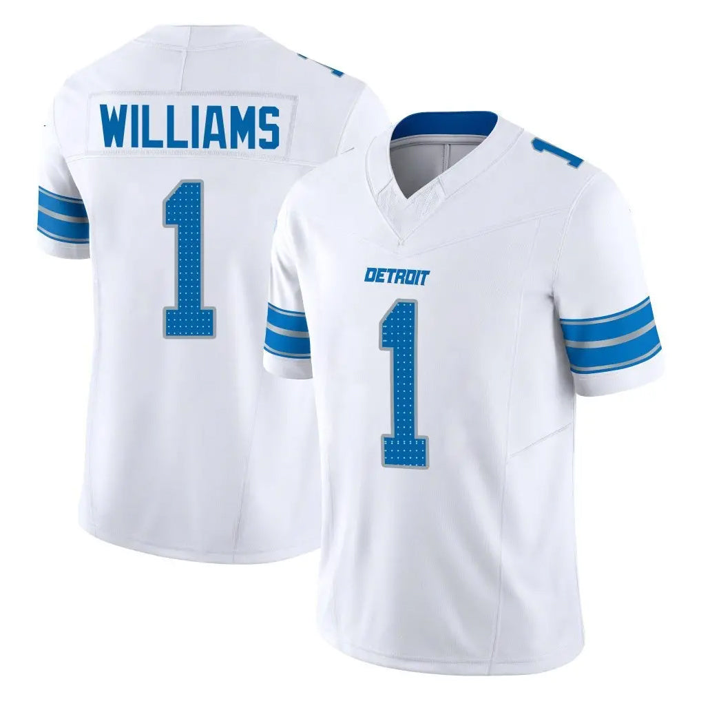 D.Lions #1 Jameson Williams Player White Limited Vapor F.U.S.E. Alternate Home Game Gdoa Stitched Jerseys