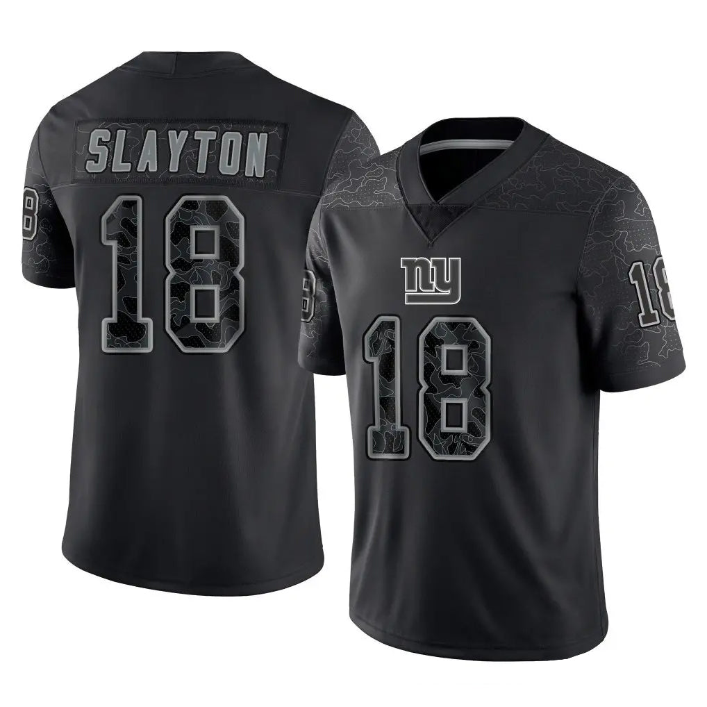 NY.Giants #18 Darius Slayton Player Black Limited Reflective Home Game Gdoa Stitched Jerseys