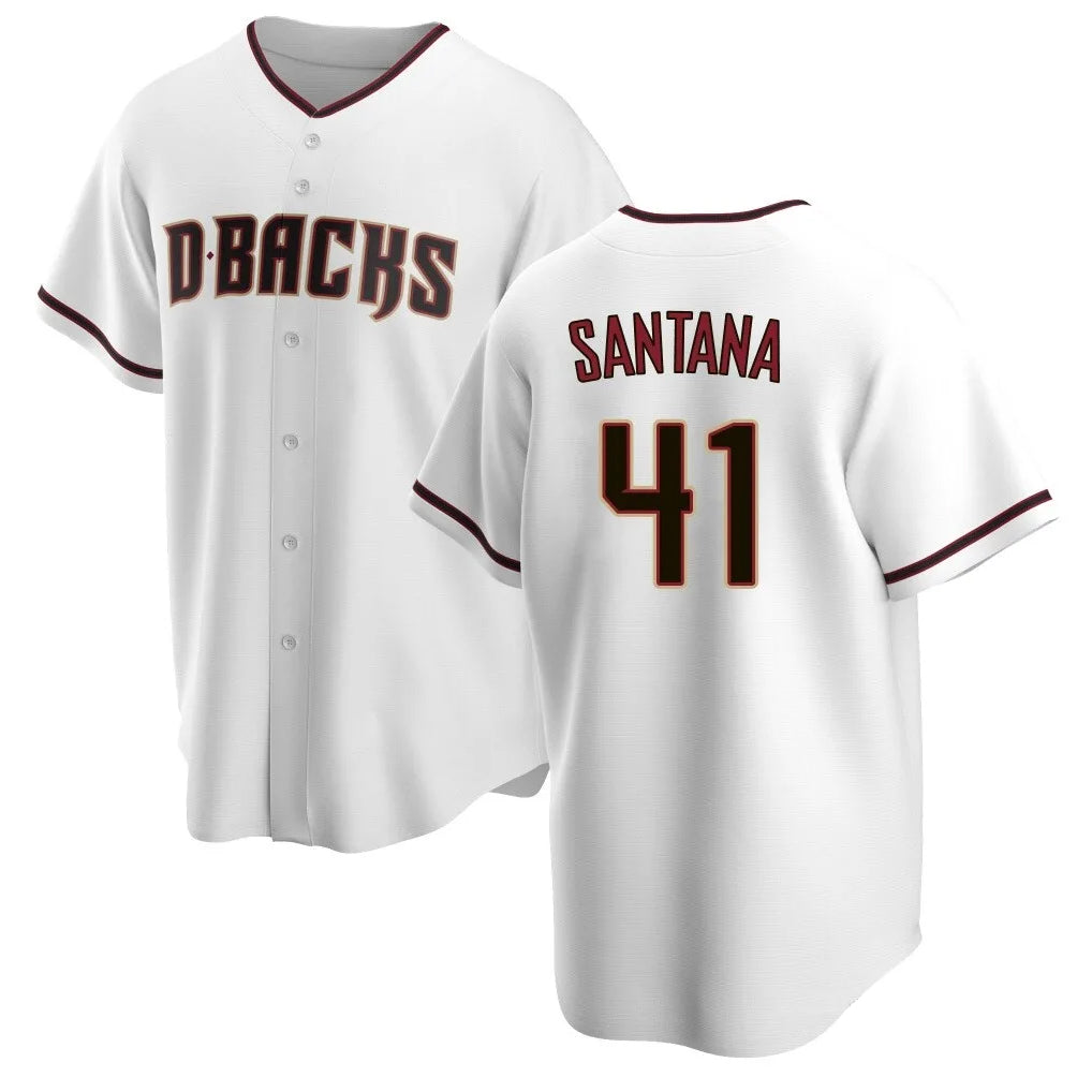A.Diamondbacks #41 Carlos Santana Player White Home Game Gdoa Stitched Jerseys