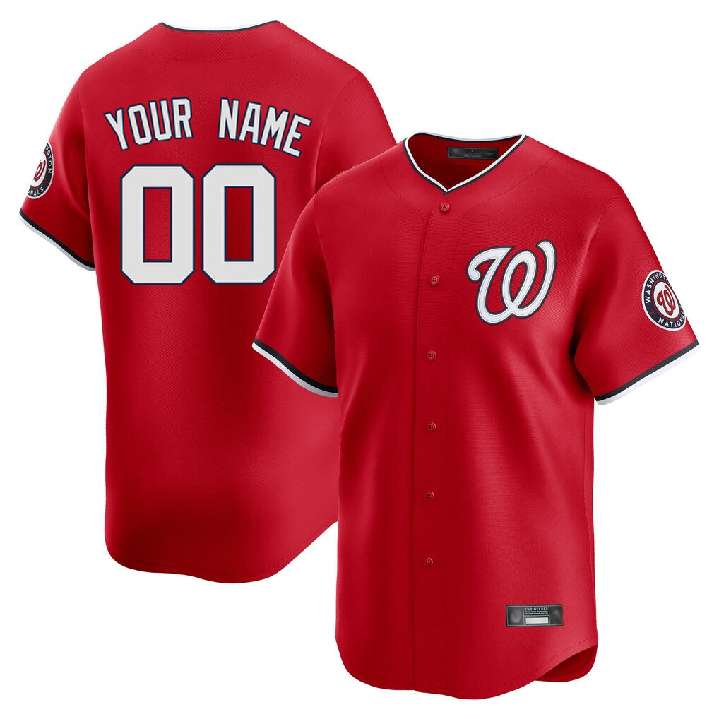 Custom W.Nationals Red Limited Home Game Any Name & Number Gdoa Stitched Jerseys