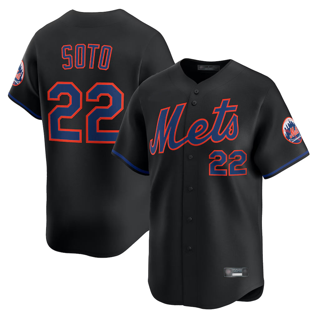 NY.Mets #22 Juan Soto Player Black Alternate Home Limited Fdoa Stitched Jerseys