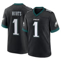 P.Eagles #1 Jalen Hurts Player Black Game Home Gdoa Stitched Jerseys