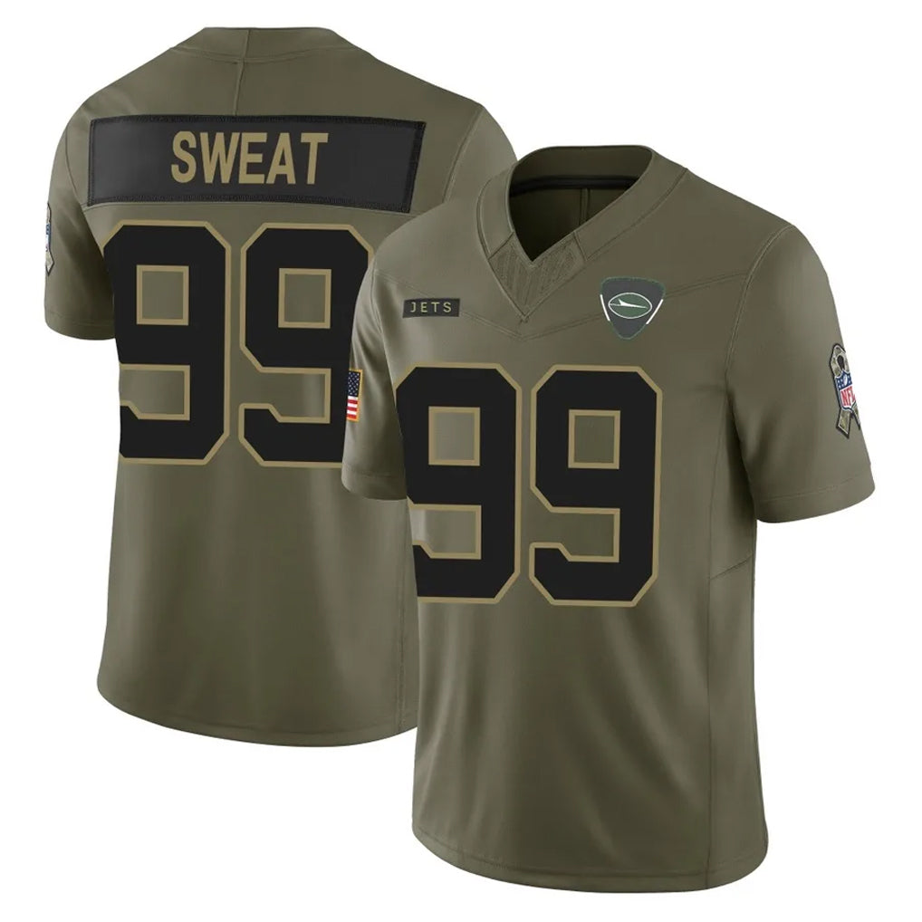 NY.Jets #99 T'Vondre Sweat Player Olive 2025 Salute To Service Limited Gdoa Stitched Jerseys