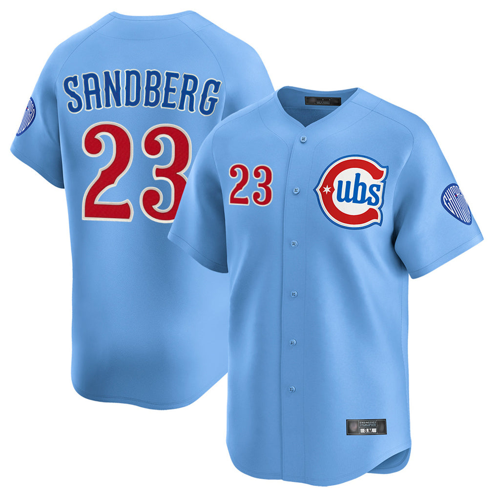 C.Cubs #23 Ryne Sandberg Player Light Blue Limited Home Gdoa Stitched Jerseys