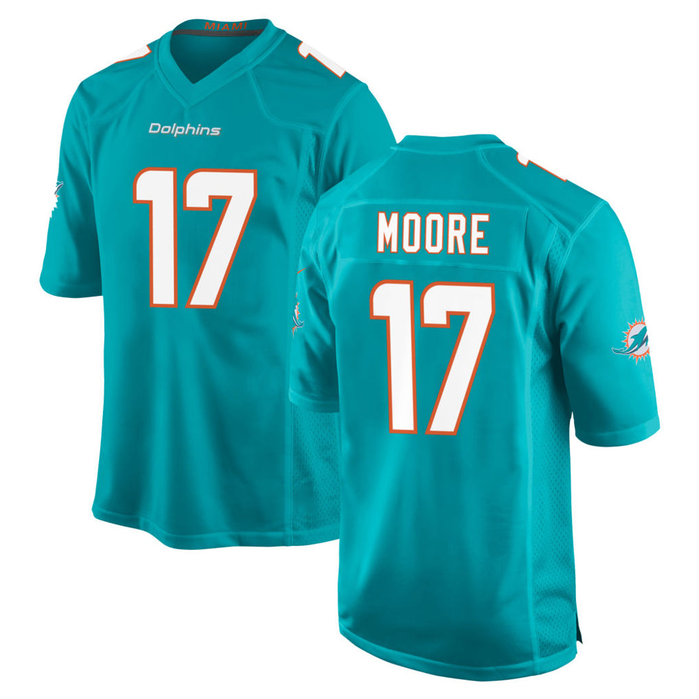 M.Dolphins #17 Trey Moore Player Aqua Home Game Gdoa Stitched Jerseys