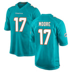 M.Dolphins #17 Trey Moore Player Aqua Home Game Gdoa Stitched Jerseys