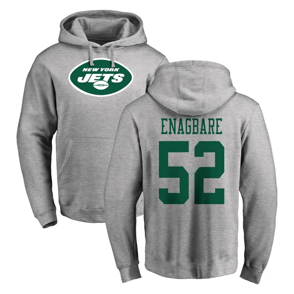 NY.Jets #52 Kingsley Enagbare Player Gray LOGO Pullover Hoodies Limited Game Gdoa Stitched Jerseys