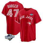 T.Blue Jays #47 Addison Barger Player Red 2025 World Series Game Fdoa Stitched Jerseys