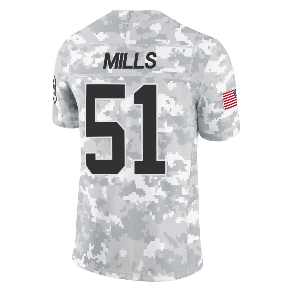 C.Panthers #51 Sam Mills Player Arctic Camo Salute to Service Limited Game Gdoa Stitched Jerseys
