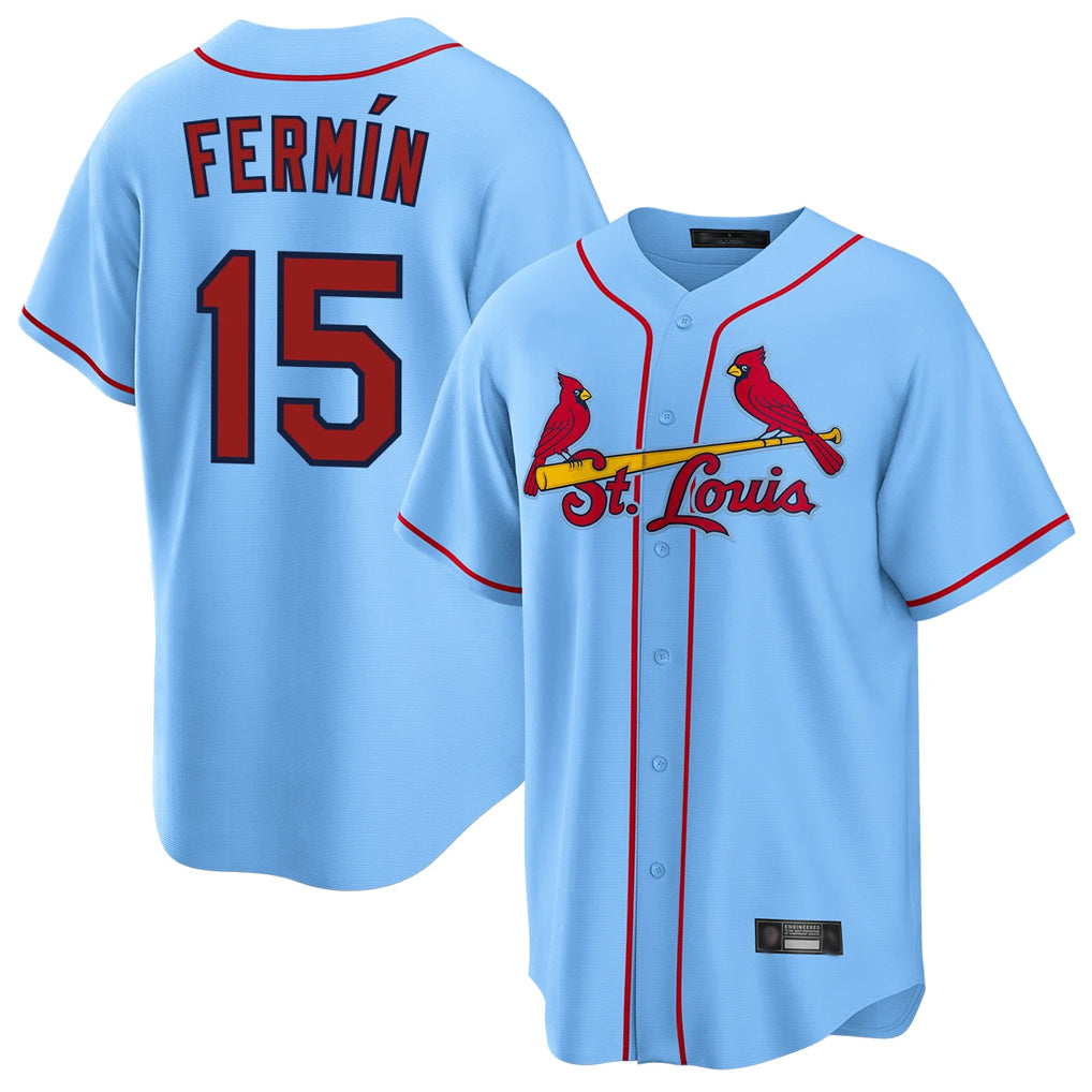 St. Louis Cardinals #15 Jose Fermin Player Light Blue Home Game Fdoa Stitched Jerseys