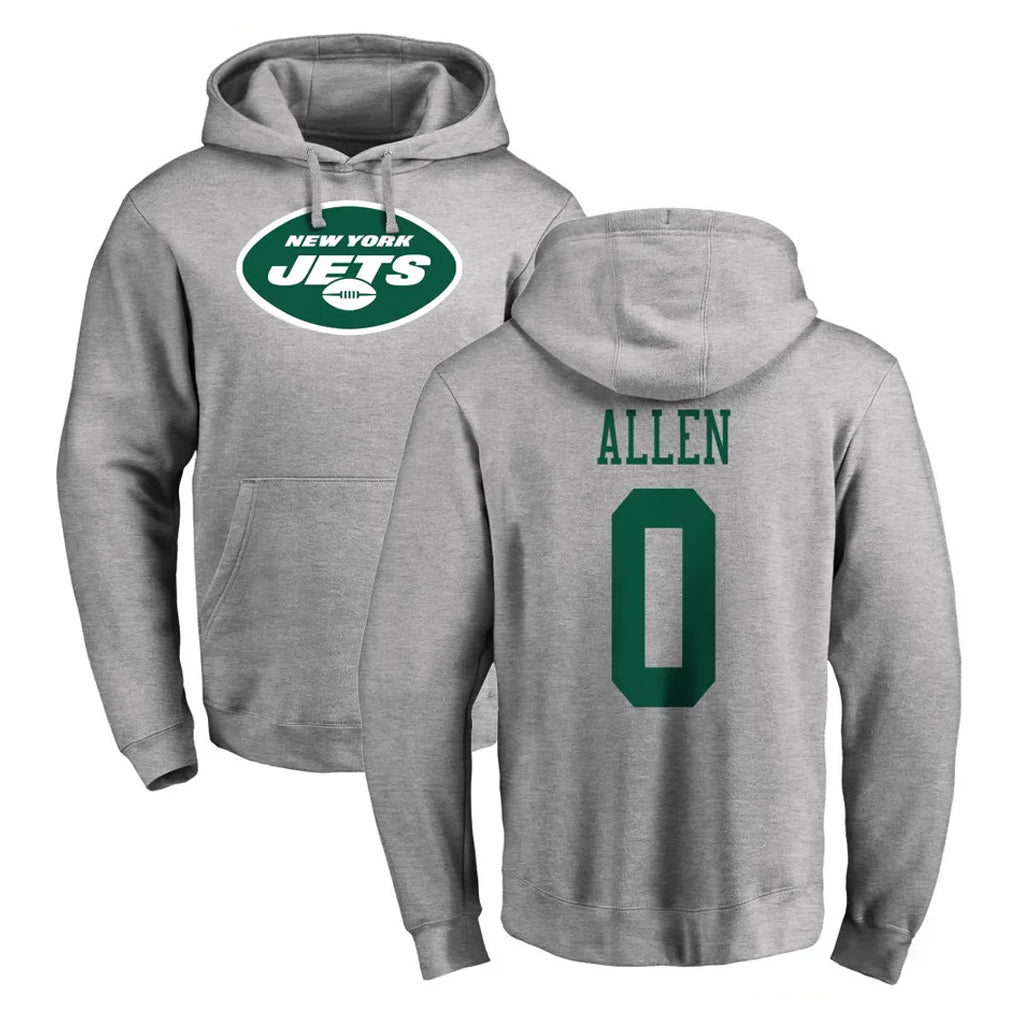 NY.Jets #0 Braelon Allen Player Gray LOGO Pullover Hoodies Limited Game Gdoa Stitched Jerseys