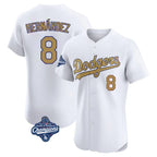 LA.Dodgers #8 Enrique Hern¨¢ndez Player Gold World Series Meet Limited Elite Home Fdoa Stitched Jerseys
