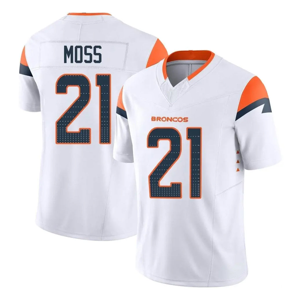 D.Broncos #21 Riley Moss Player White Limited Vapor F.U.S.E. Home Game Gdoa Stitched Jerseys