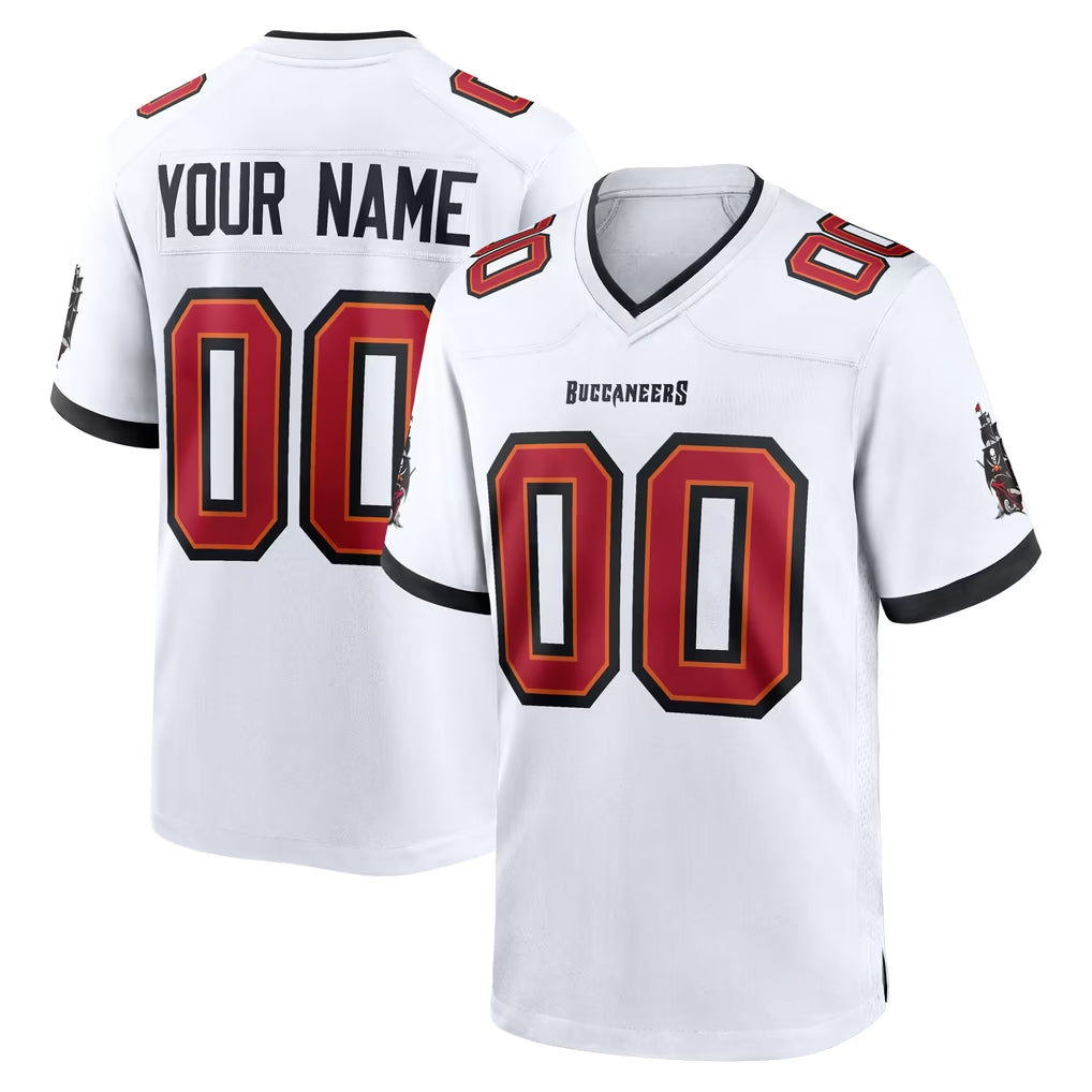 Custom TB.Buccaneers White Home Game Any Name & Numbers Gdoa Stitched Jerseys