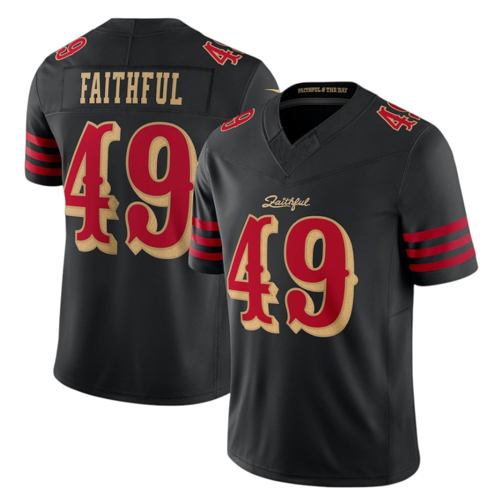 SF.49ers #49 The Faithful Player Black Limited Rivalries Collection Home Game Gdoa Stitched Jerseys
