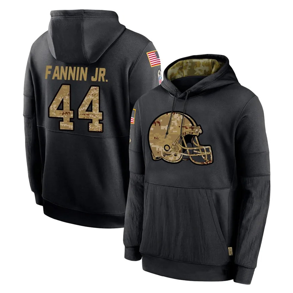 C.Browns #44 Harold Fannin Jr. Player Black Salute to Service Pullover Hoodies Limited Gdoa Stitched Jerseys