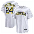 M.Brewers #24 William Contreras Player White Stripes Home Limited Fdoa Stitched Jerseys