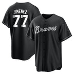 A.Braves #77 Joe Jimenez Player Black Home Game Gdoa Stitched Jerseys