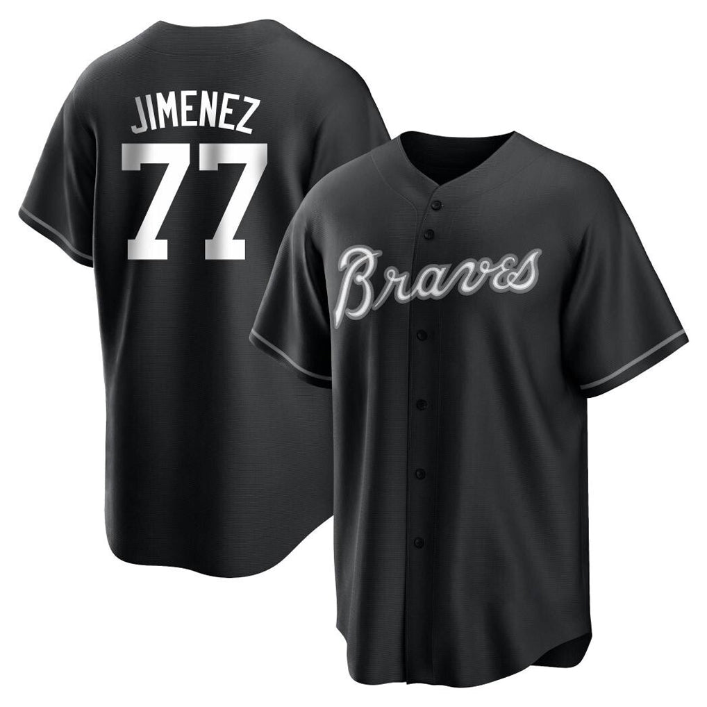 A.Braves #77 Joe Jimenez Player Black Home Game Gdoa Stitched Jerseys