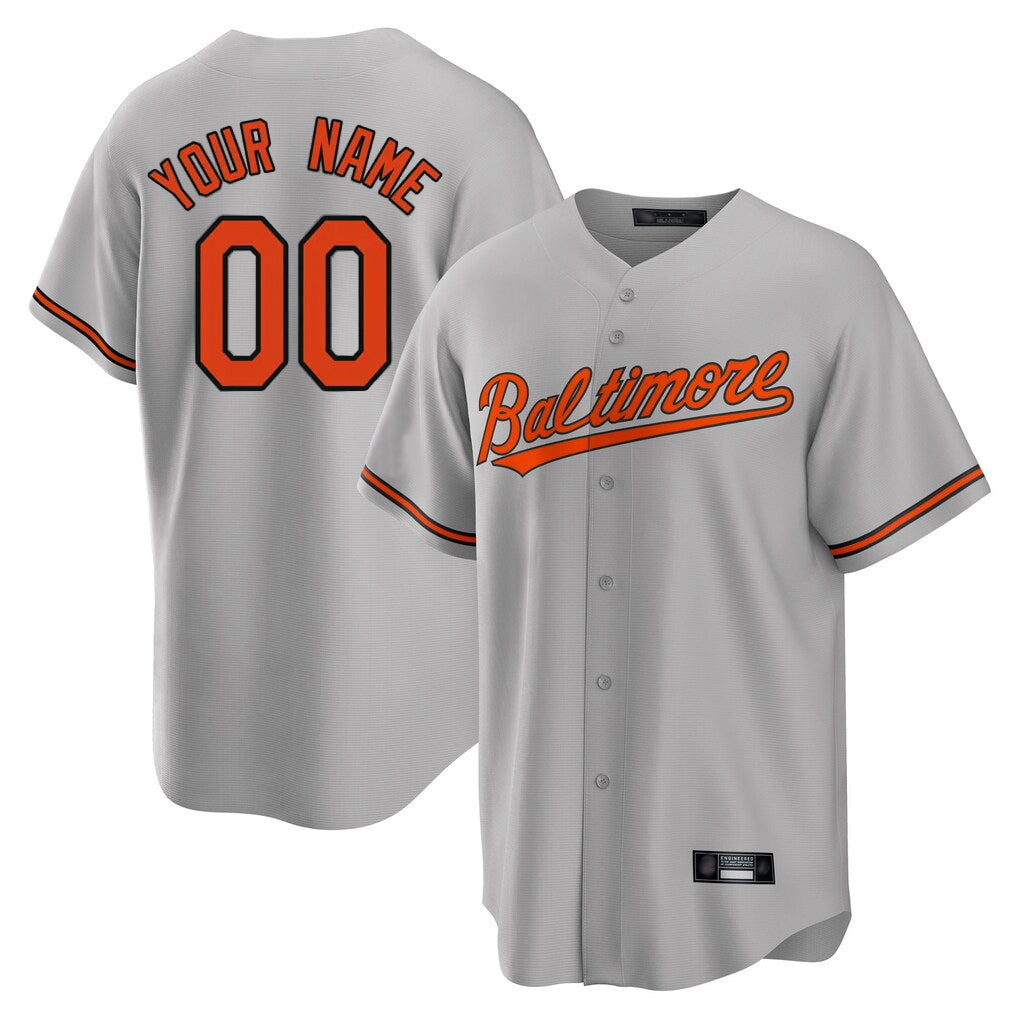 Custom B.Orioles Gray Home Game Any Name & Number Gdoa Stitched Jerseys