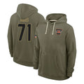 C.Bengals #71 Amarius Mims Player Olive Salute to Service Pullover Hoodies Limited Gdoa Stitched Jerseys