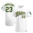 Athletics #23 Shea Langeliers Player White Authentic Home Stitched Jersey