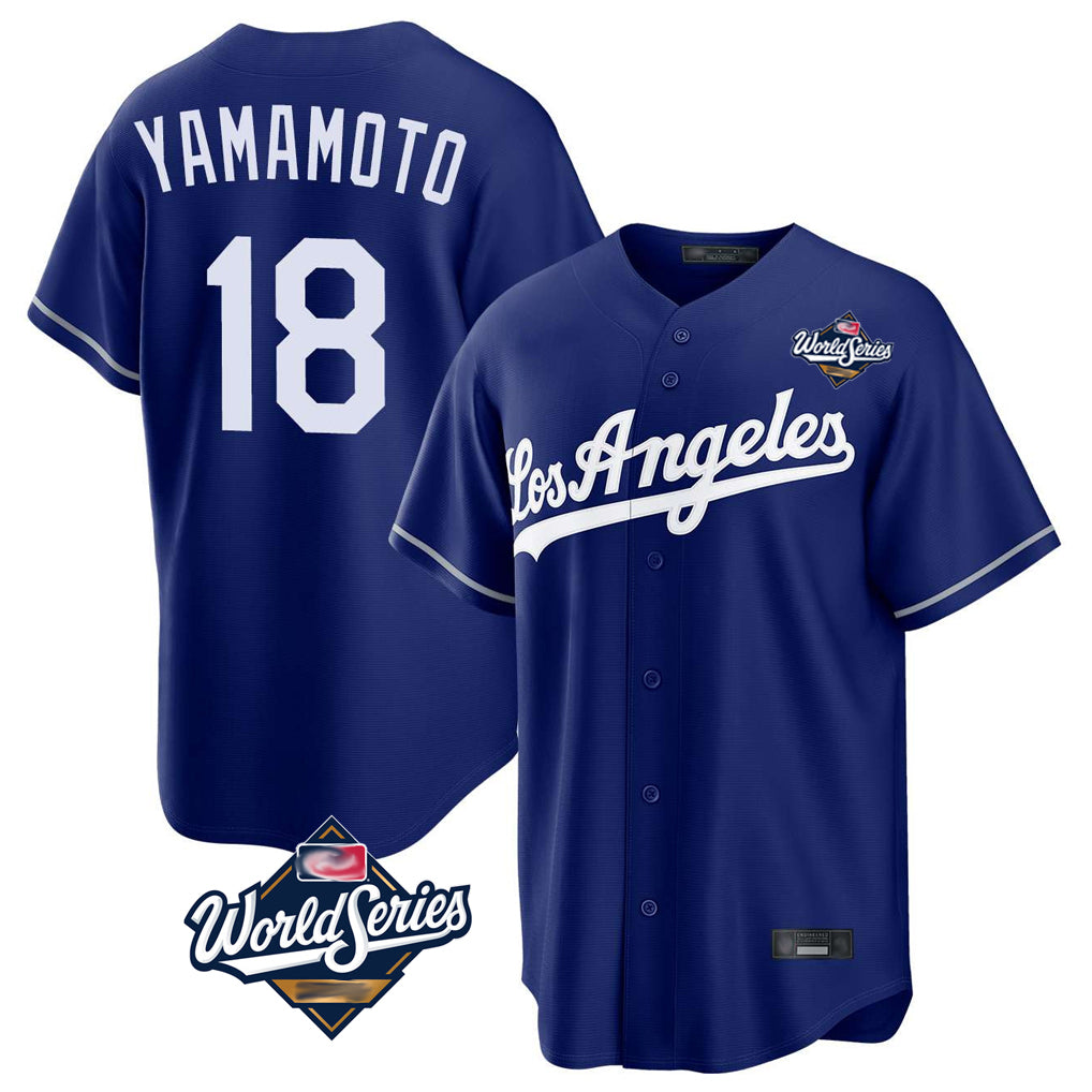 LA.Dodgers #18 Yoshinobu Yamamoto Player Royal World Series Game Fdoa Stitched Jerseys